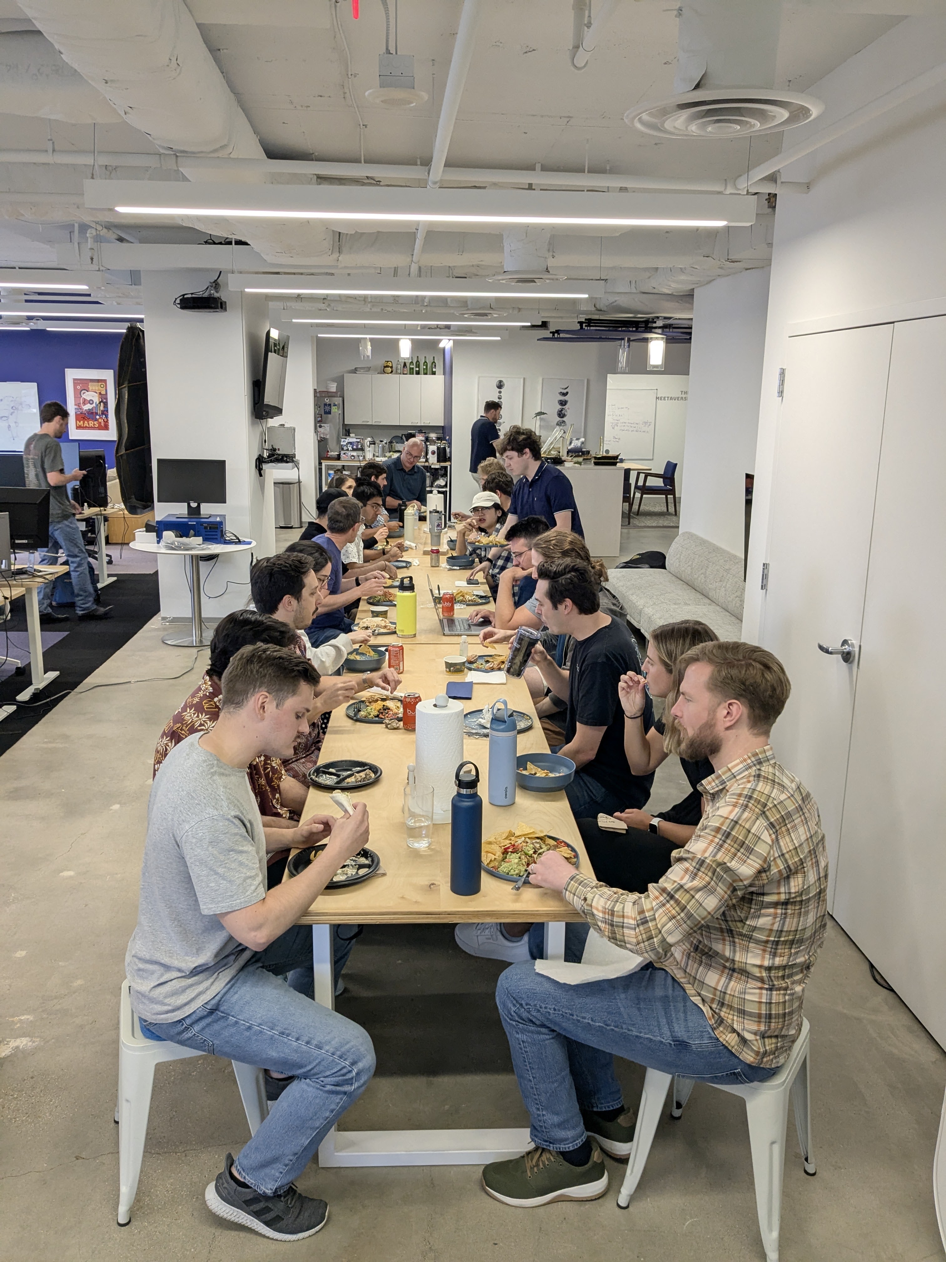 Team lunch around the long table